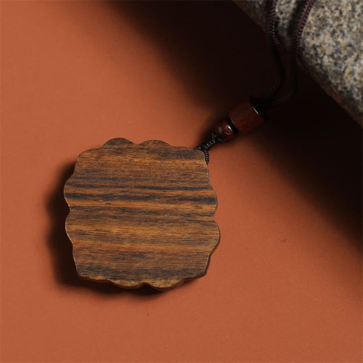 Buddha Stones Collier Harmonie Florale en Bois de Sappan sculpté de la dynastie Tang - image 3