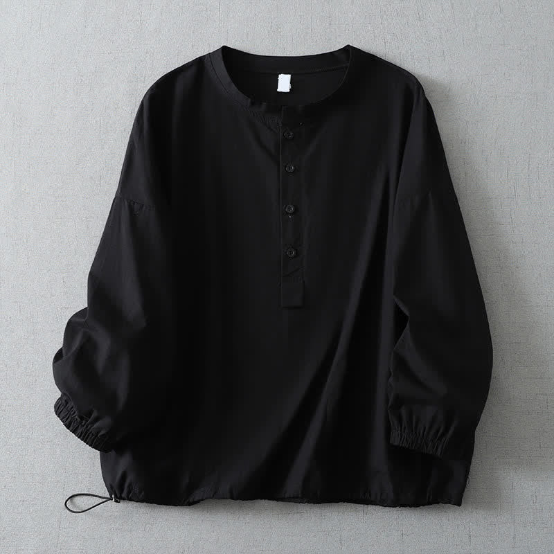 Buddha Stones Chemises d'automne simples à manches longues pour femmes, boutonnées, unies, avec poche - Noir - US14, UK/AU18, EU46 (2XL) - image 5