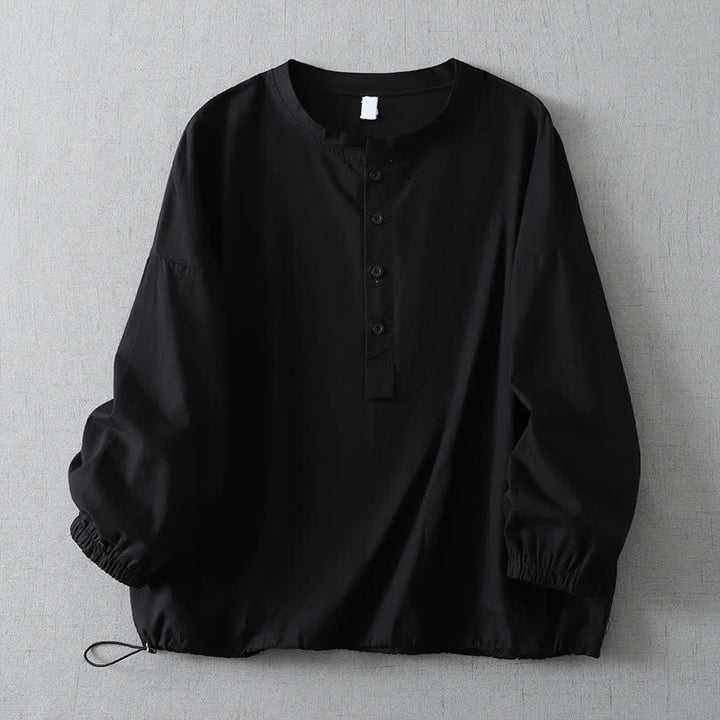 Buddha Stones Chemises d'automne simples à manches longues pour femmes, boutonnées, unies, avec poche - Noir - US14, UK/AU18, EU46 (2XL) - image 5