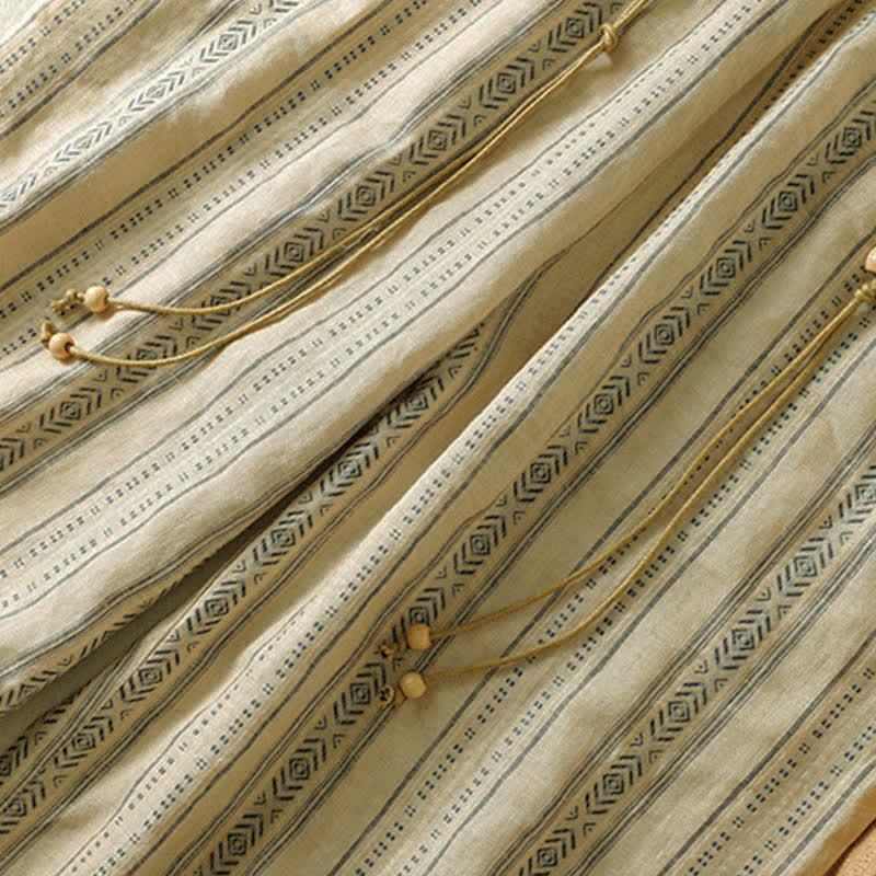 Buddha Stones Pantalon rayé à cordon de serrage et chevilles, coupe bohème décontractée, printemps-été, avec poches. - image 14