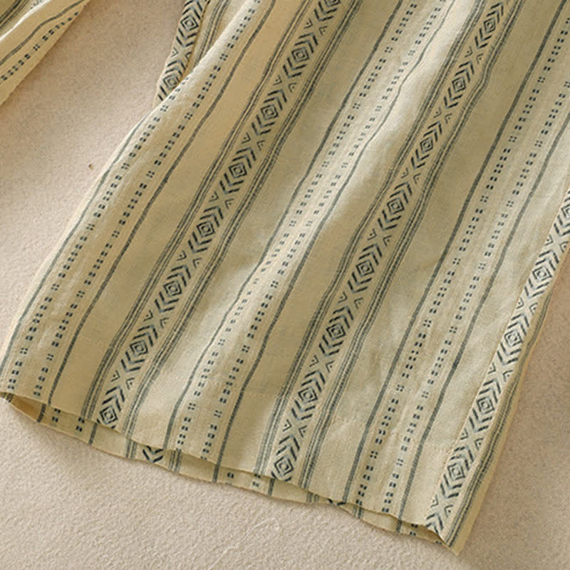 Buddha Stones Pantalon rayé à cordon de serrage et chevilles, coupe bohème décontractée, printemps-été, avec poches. - image 15