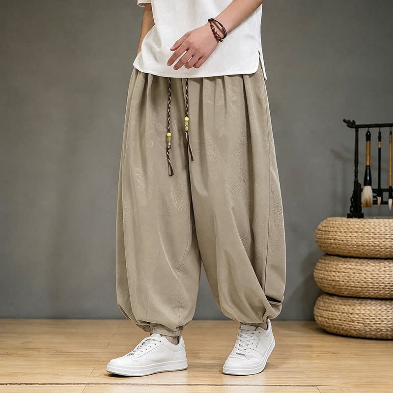 Buddha Stones Pantalon harem homme décontracté printemps-été style Tang à cordon de serrage et poches - image 6