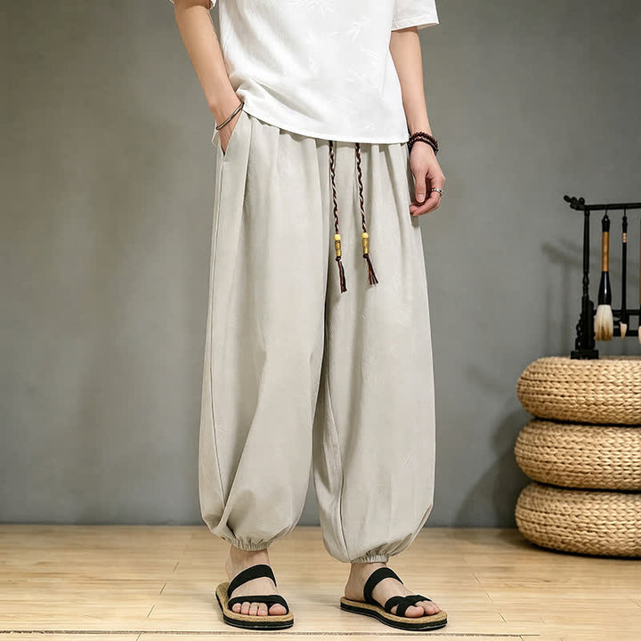 Buddha Stones Pantalon harem homme décontracté printemps-été style Tang à cordon de serrage et poches - image 22