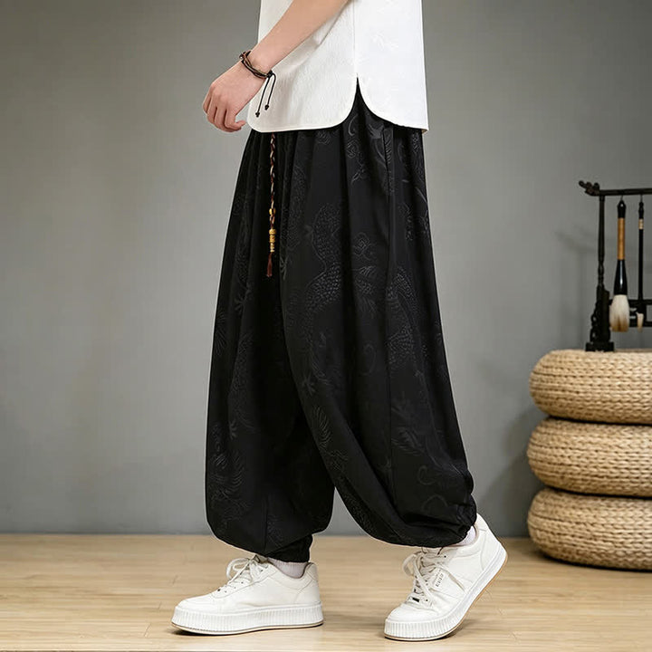 Buddha Stones Pantalon harem homme décontracté printemps-été style Tang à cordon de serrage et poches - image 2