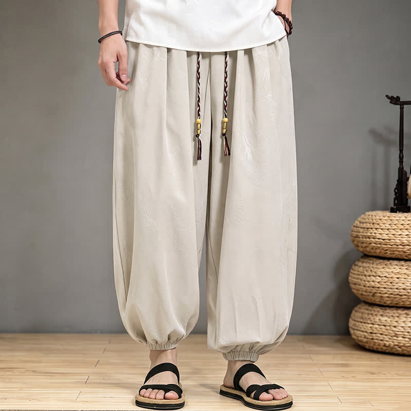 Buddha Stones Pantalon harem homme décontracté printemps-été style Tang à cordon de serrage et poches - image 24
