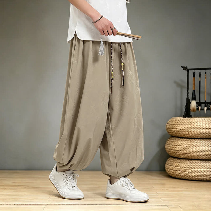 Buddha Stones Pantalon harem homme décontracté printemps-été style Tang à cordon de serrage et poches - image 9