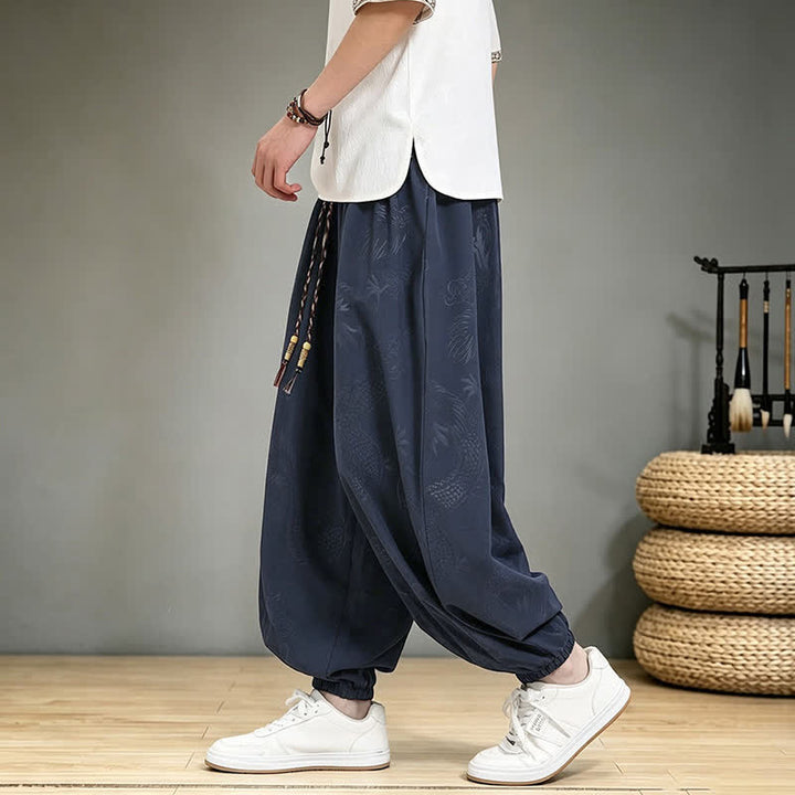Buddha Stones Pantalon harem homme décontracté printemps-été style Tang à cordon de serrage et poches - image 19