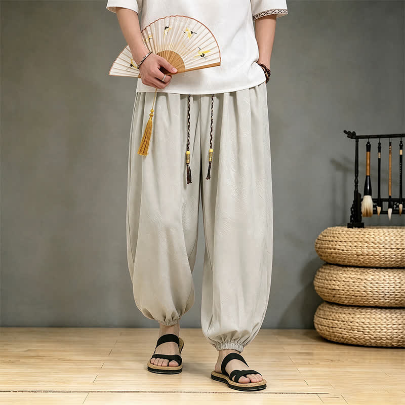 Buddha Stones Pantalon harem homme décontracté printemps-été style Tang à cordon de serrage et poches - image 23