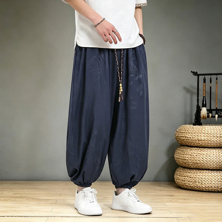 Buddha Stones Pantalon harem homme décontracté printemps-été style Tang à cordon de serrage et poches - image 20