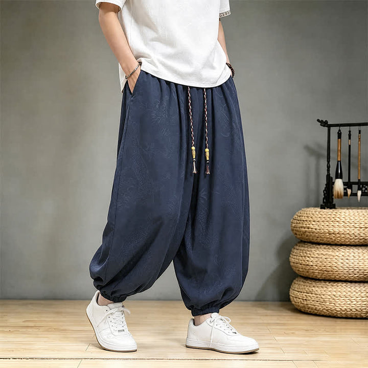 Buddha Stones Pantalon harem homme décontracté printemps-été style Tang à cordon de serrage et poches - image 17