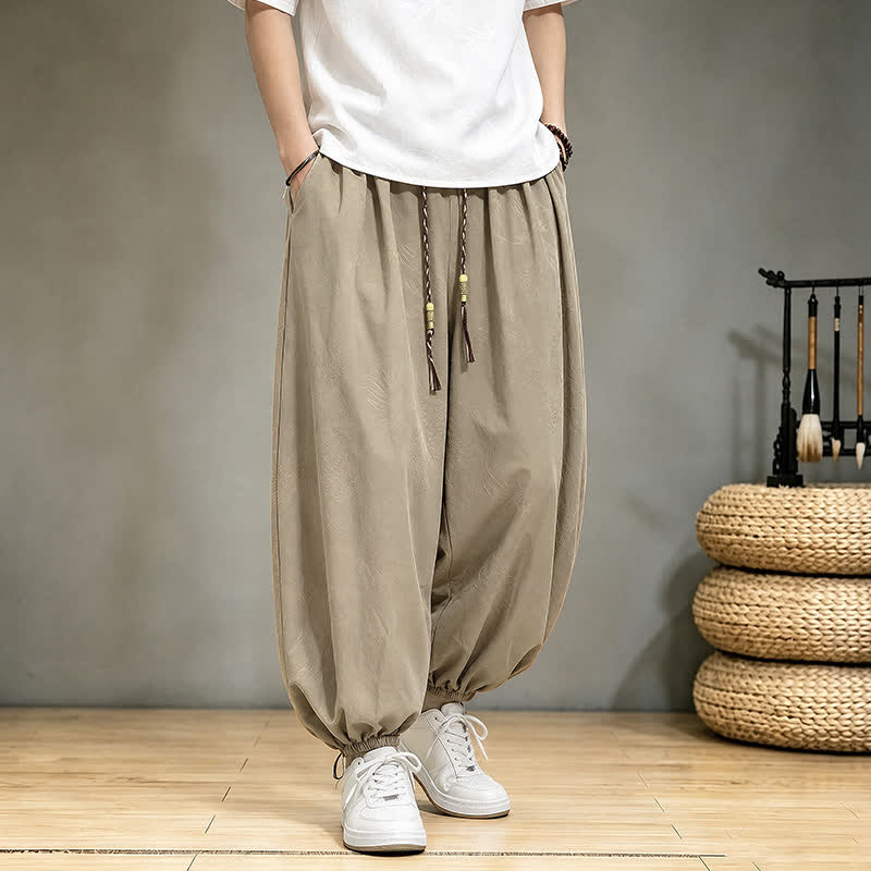 Buddha Stones Pantalon harem homme décontracté printemps-été style Tang à cordon de serrage et poches - image 5