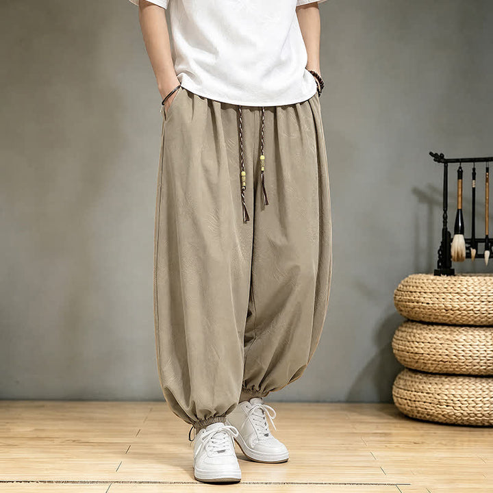 Buddha Stones Pantalon harem homme décontracté printemps-été style Tang à cordon de serrage et poches - image 5