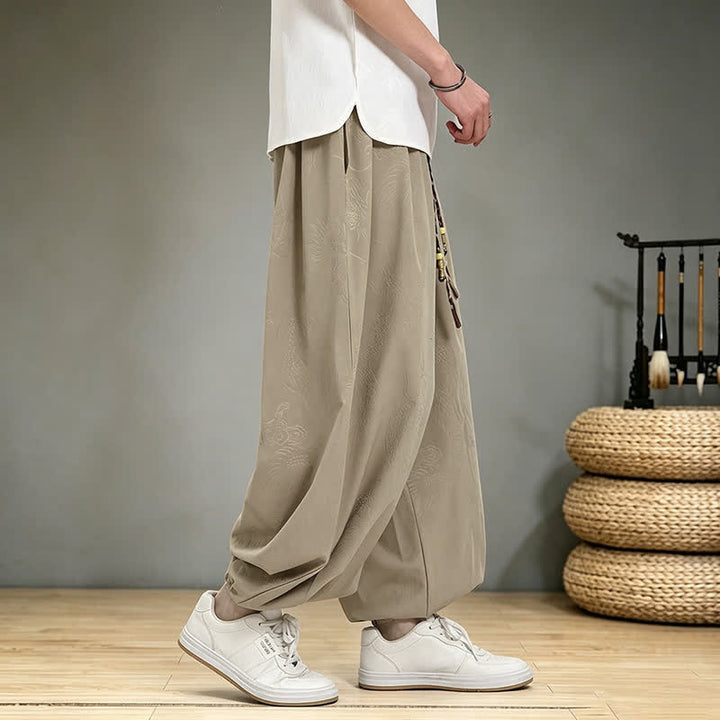Buddha Stones Pantalon harem homme décontracté printemps-été style Tang à cordon de serrage et poches - image 8