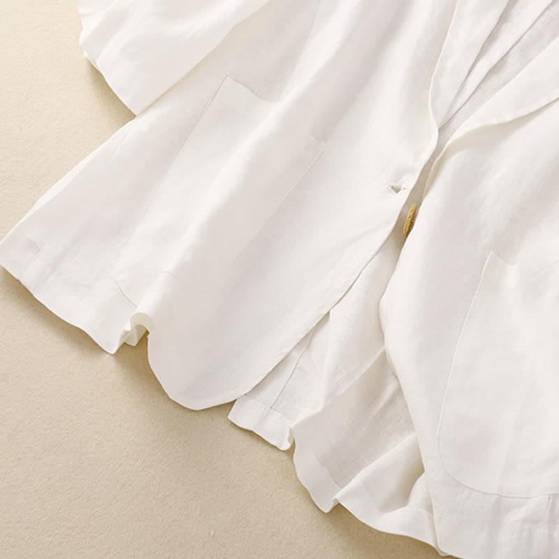 Buddha Stones Chemises à manches trois-quarts pour femme, style minimaliste décontracté, avec poche plaquée, idéales pour le printemps et l'été. - image 11