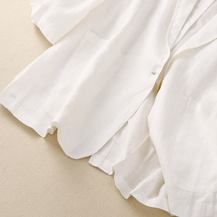 Buddha Stones Chemises à manches trois-quarts pour femme, style minimaliste décontracté, avec poche plaquée, idéales pour le printemps et l'été. - image 11