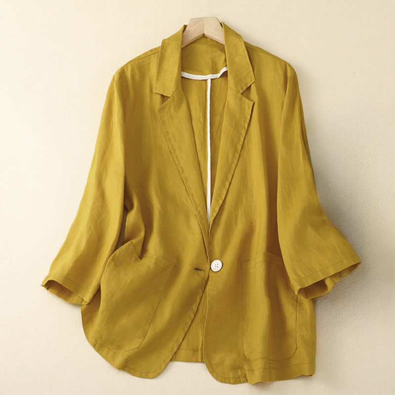 Buddha Stones Chemises à manches trois-quarts pour femme, style minimaliste décontracté, avec poche plaquée, idéales pour le printemps et l'été. - verge d'or - US6, UK/AU10, EU38 (XL) - image 21