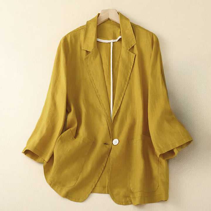 Buddha Stones Chemises à manches trois-quarts pour femme, style minimaliste décontracté, avec poche plaquée, idéales pour le printemps et l'été. - verge d'or - US6, UK/AU10, EU38 (XL) - image 21