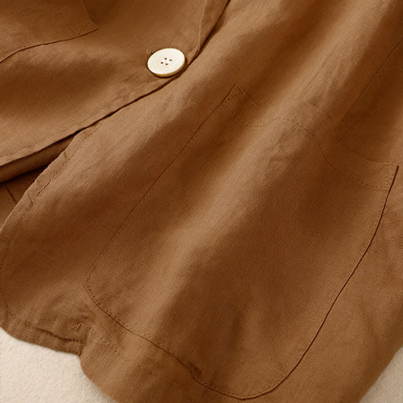Buddha Stones Chemises à manches trois-quarts pour femme, style minimaliste décontracté, avec poche plaquée, idéales pour le printemps et l'été. - image 2