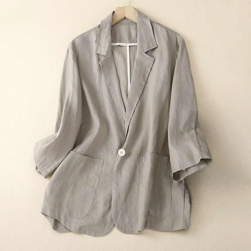Buddha Stones Chemises à manches trois-quarts pour femme, style minimaliste décontracté, avec poche plaquée, idéales pour le printemps et l'été. - Gainsboro - US6, UK/AU10, EU38 (XL) - image 12