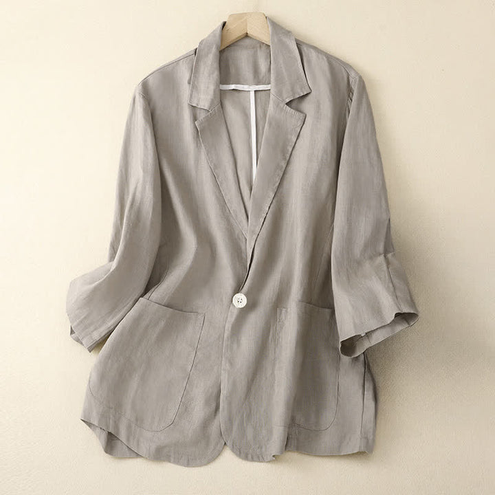 Buddha Stones Chemises à manches trois-quarts pour femme, style minimaliste décontracté, avec poche plaquée, idéales pour le printemps et l'été. - Gainsboro - US6, UK/AU10, EU38 (XL) - image 12