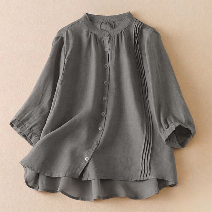 Buddha Stones Chemises à manches courtes unies classiques et simples à boutons pour femmes, été - Gris - US8-10, UK/AU12-14, EU40-42 (2XL) - image 20