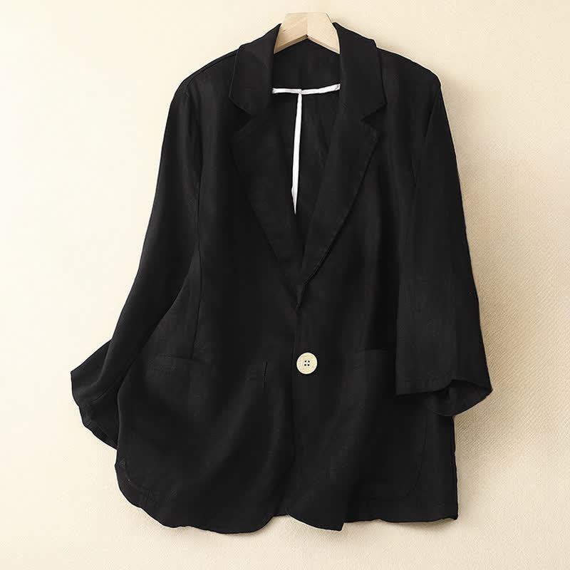 Buddha Stones Chemises à manches trois-quarts pour femme, style minimaliste décontracté, avec poche plaquée, idéales pour le printemps et l'été. - Noir - US6, UK/AU10, EU38 (XL) - image 27