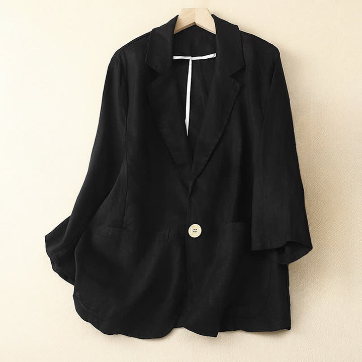Buddha Stones Chemises à manches trois-quarts pour femme, style minimaliste décontracté, avec poche plaquée, idéales pour le printemps et l'été. - Noir - US6, UK/AU10, EU38 (XL) - image 27
