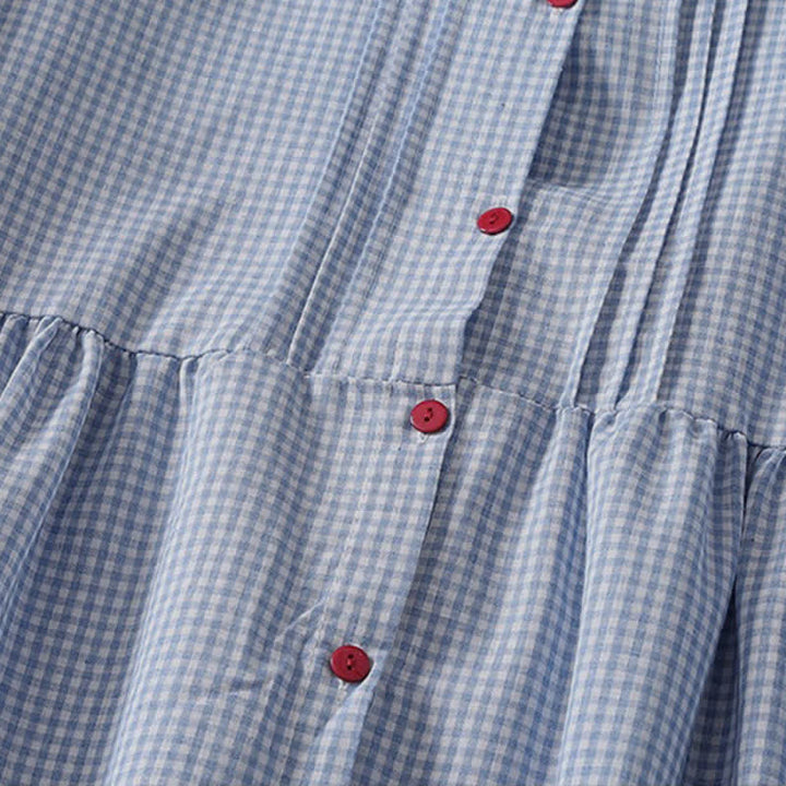 Buddha Stones Robe longue à carreaux classique et décontractée, boutonnée, avec poches, pour femme, idéale pour l'automne. - image 2