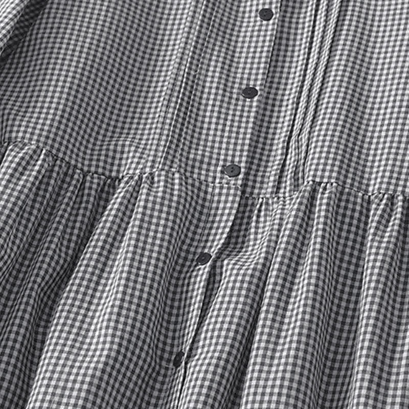 Buddha Stones Robe longue à carreaux classique et décontractée, boutonnée, avec poches, pour femme, idéale pour l'automne. - image 10