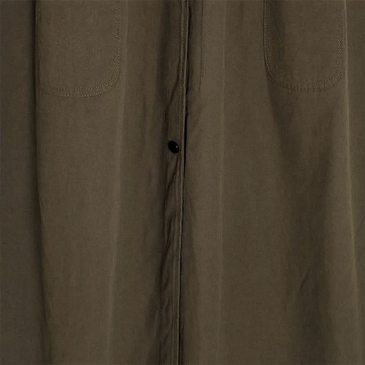 Buddha Stones Robe d'été minimaliste boutonnée unie sans manches avec poche, style décontracté, pour femme - image 10