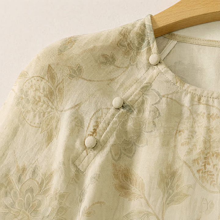 Buddha Stones Robe longue à manches longues pour femme, style bohème printanier, élégante et fleurie - image 5