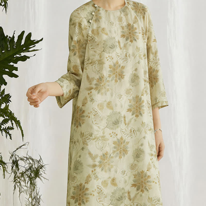 Buddha Stones Robe longue à manches longues pour femme, style bohème printanier, élégante et fleurie - image 2