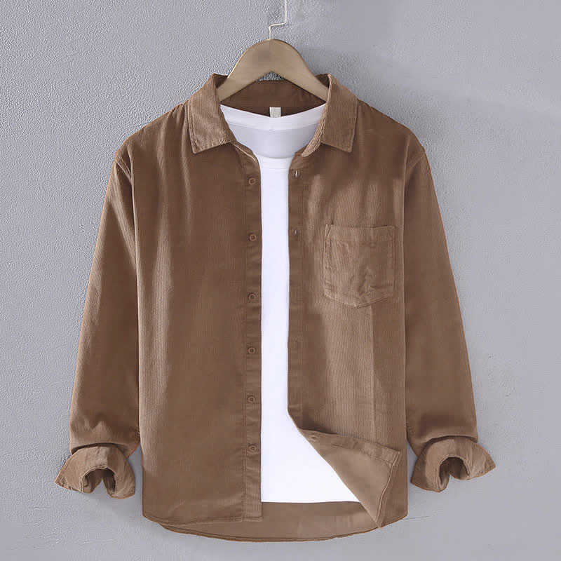 Buddha Stones Chemises à manches longues pour homme, en coton uni, style automne-hiver, avec poche plaquée et poche. - Pérou - US/UK/AU44, EU54 (4XL) - image 0