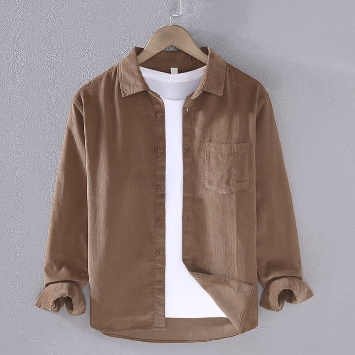 Buddha Stones Chemises à manches longues pour homme, en coton uni, style automne-hiver, avec poche plaquée et poche. - Pérou - US/UK/AU44, EU54 (4XL) - image 0