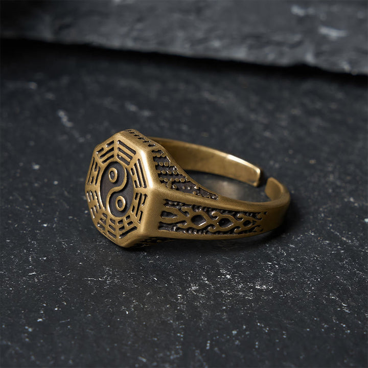 Buddha Stones Bague ouverte en cuivre Yin Yang Bagua Balance - image 2