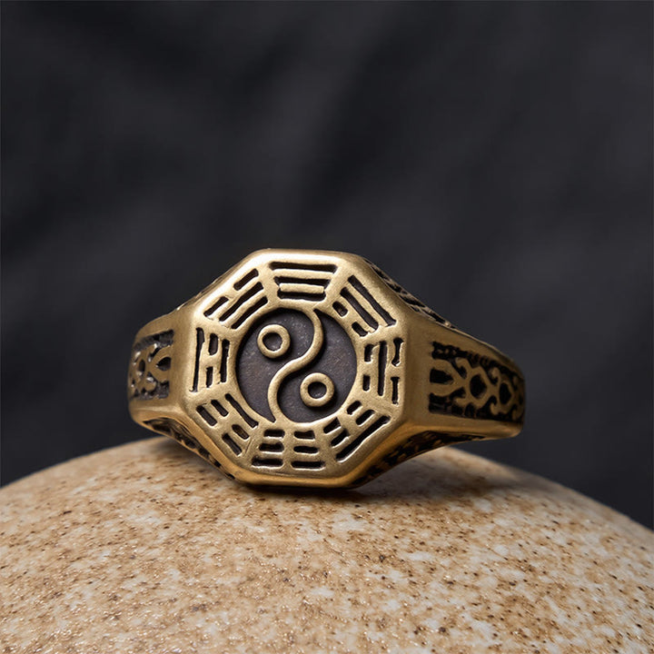 Buddha Stones Bague ouverte en cuivre Yin Yang Bagua Balance - image 5