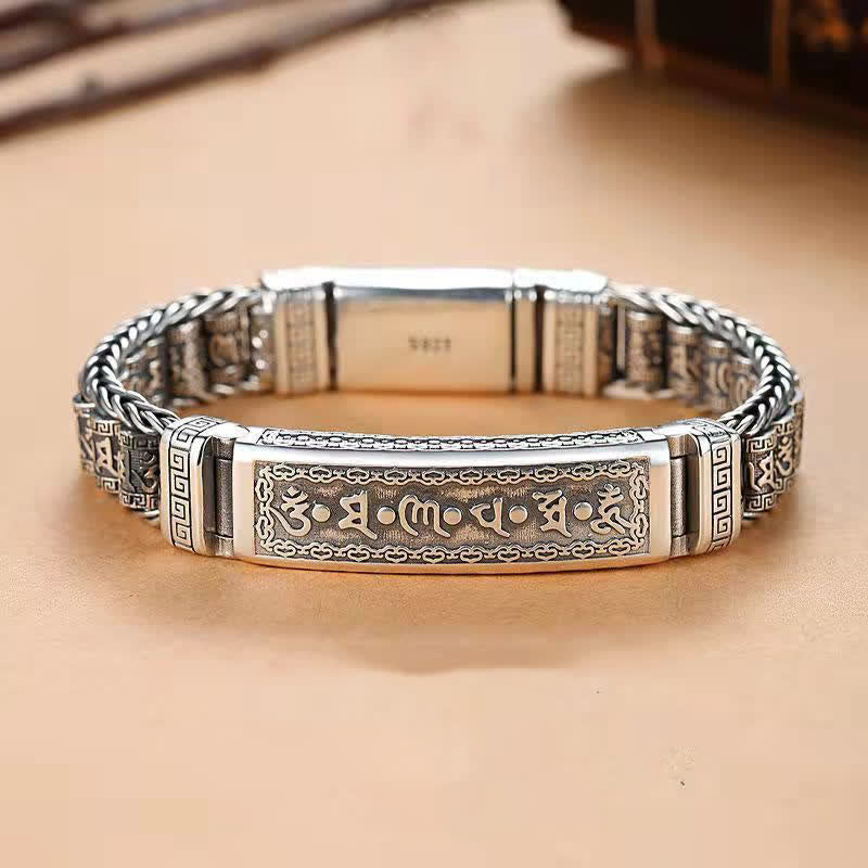 Buddha Stones Bracelet de protection en cuivre Om Mani Padme Hum - 7,9–8,3 pouces (20–21 cm) - image 0