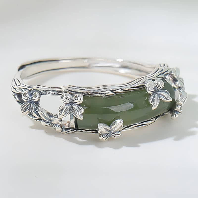 Buddha Stones Bague papillon de jade d'inspiration chinoise, symbole de protection et d'amour - image 3