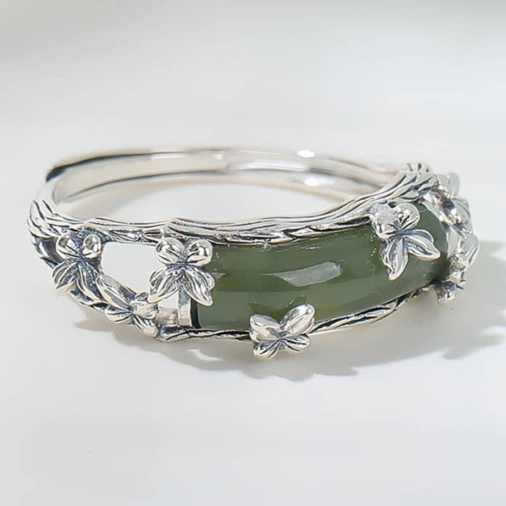 Buddha Stones Bague papillon de jade d'inspiration chinoise, symbole de protection et d'amour - image 3