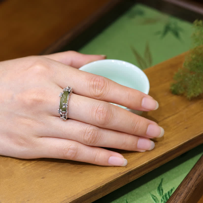 Buddha Stones Bague papillon de jade d'inspiration chinoise, symbole de protection et d'amour - image 4