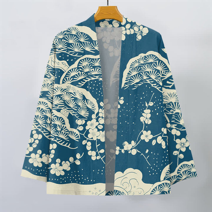 Buddha Stones Kimono ouvert pour homme en coton, pin et fleurs de prunier - image 1