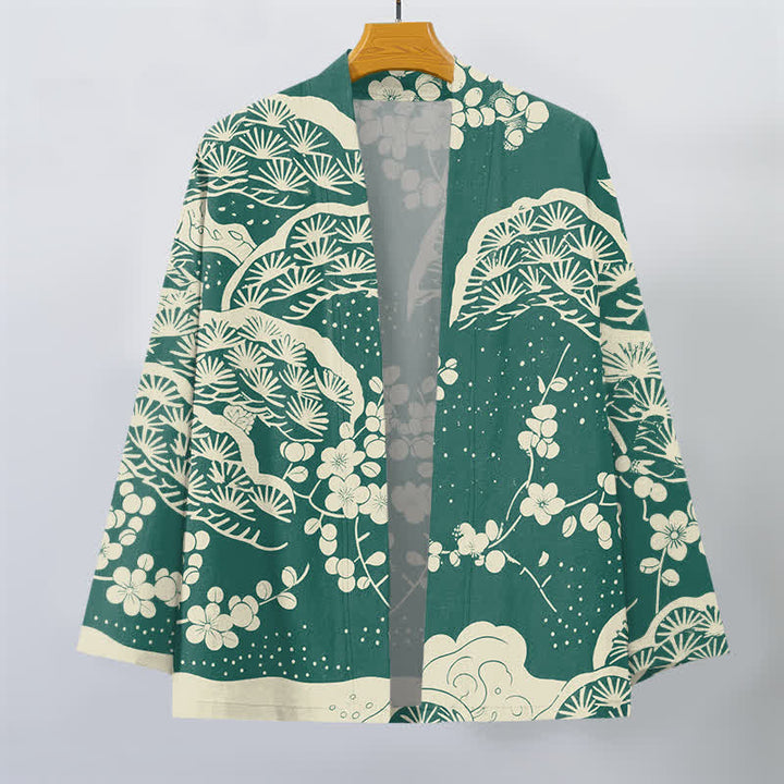 Buddha Stones Kimono ouvert pour homme en coton, pin et fleurs de prunier - image 7