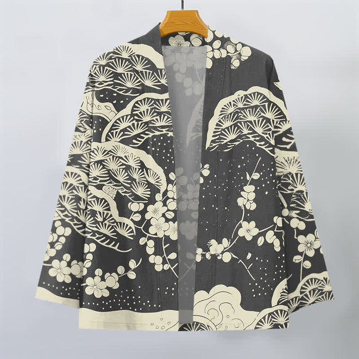 Buddha Stones Kimono ouvert pour homme en coton, pin et fleurs de prunier - image 10
