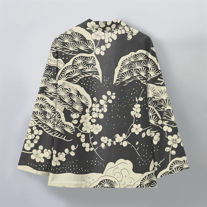 Buddha Stones Kimono ouvert pour homme en coton, pin et fleurs de prunier - image 11