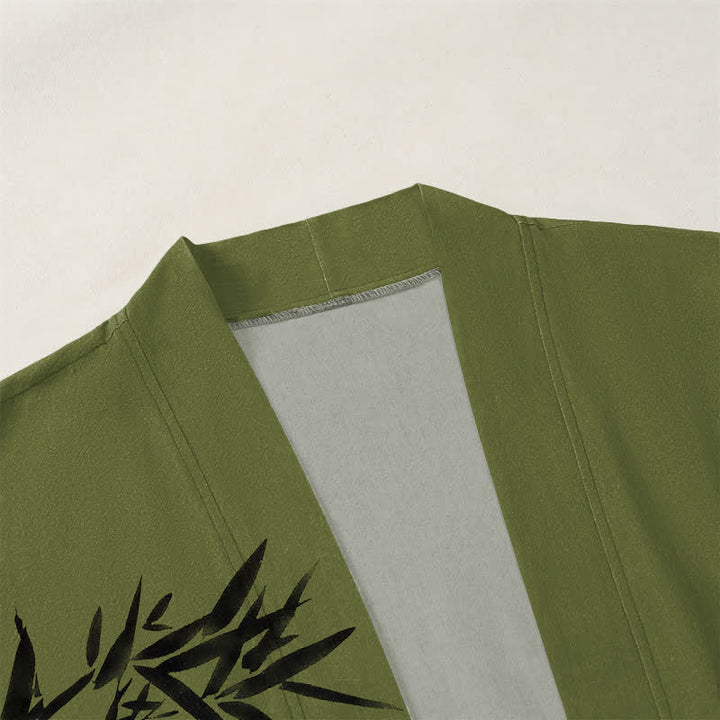 Buddha Stones Kimono pour homme en coton et bambou, motif soleil rouge, ouvert sur le devant - image 3