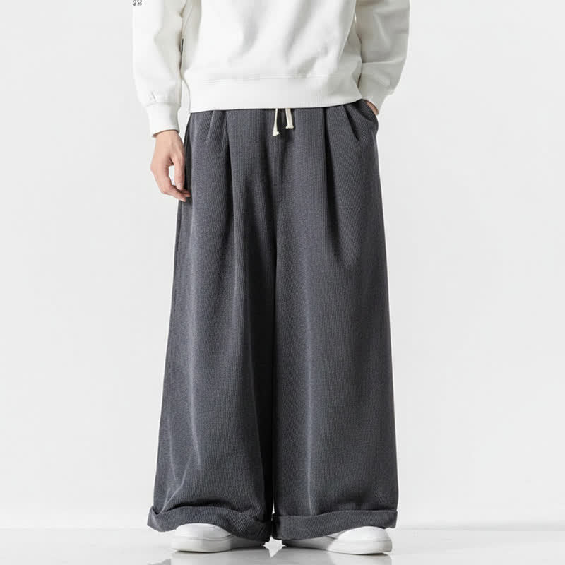 Buddha Stones Pantalon long en velours côtelé uni, coupe ample, avec cordon de serrage et poches, idéal pour l'automne et l'hiver. - Gris terne - US/UK/AU46，EU56 (5XL) - image 0
