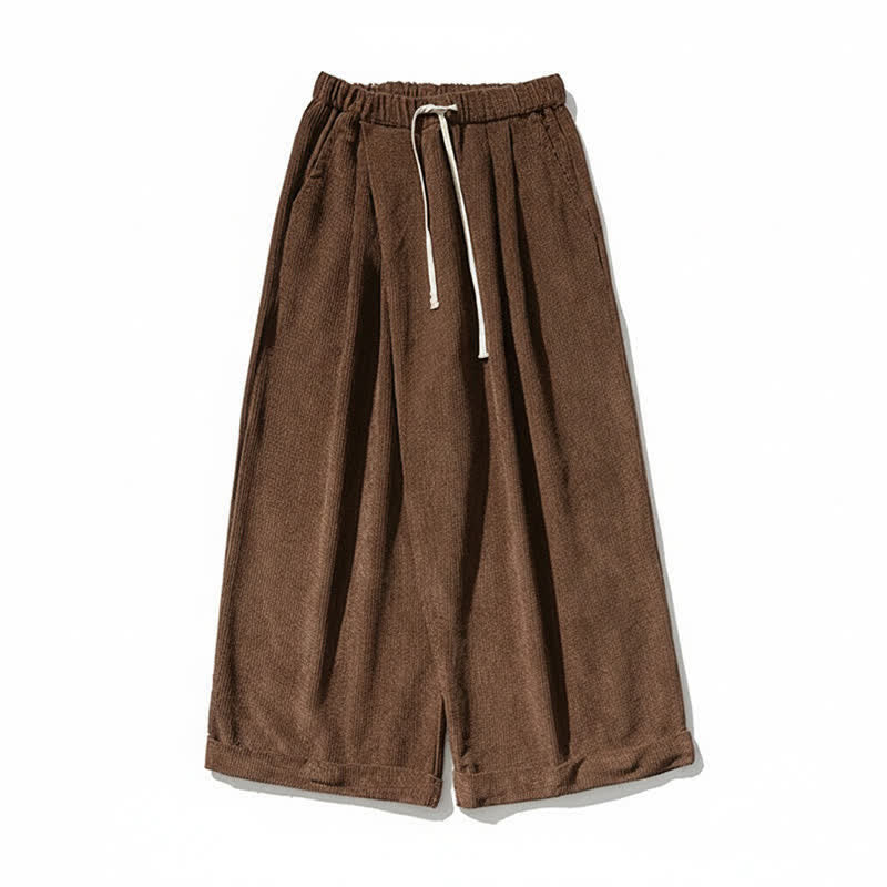 Buddha Stones Pantalon long en velours côtelé uni, coupe ample, avec cordon de serrage et poches, idéal pour l'automne et l'hiver. - image 10
