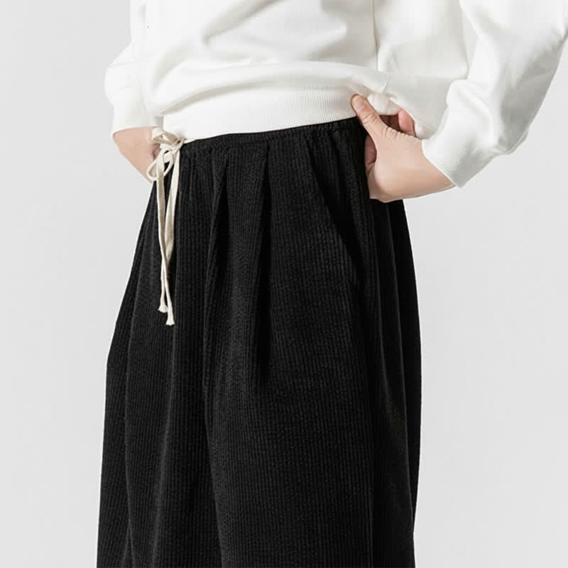 Buddha Stones Pantalon long en velours côtelé uni, coupe ample, avec cordon de serrage et poches, idéal pour l'automne et l'hiver. - image 23