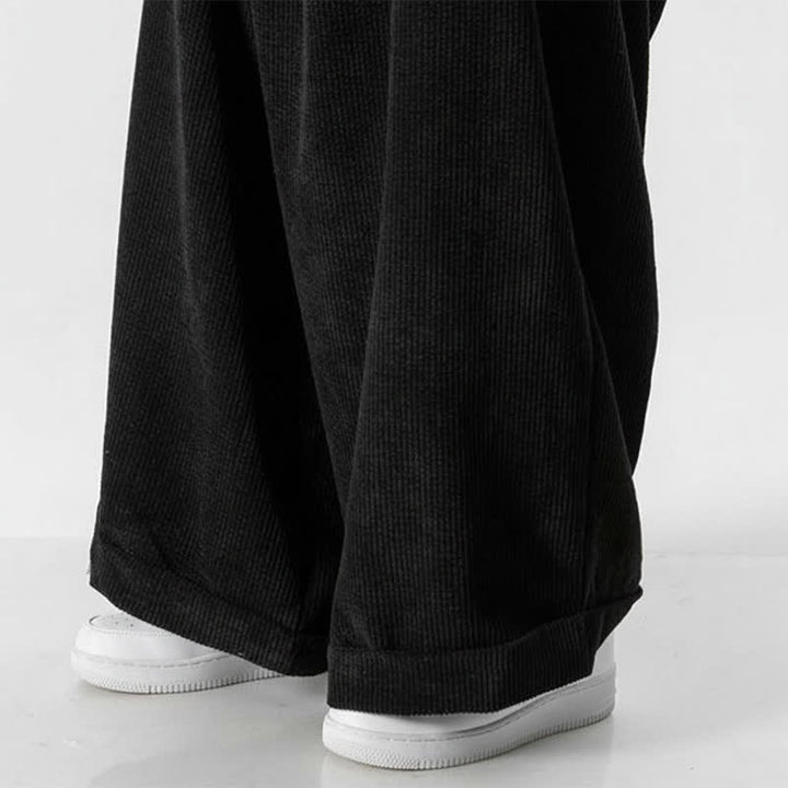 Buddha Stones Pantalon long en velours côtelé uni, coupe ample, avec cordon de serrage et poches, idéal pour l'automne et l'hiver. - image 24