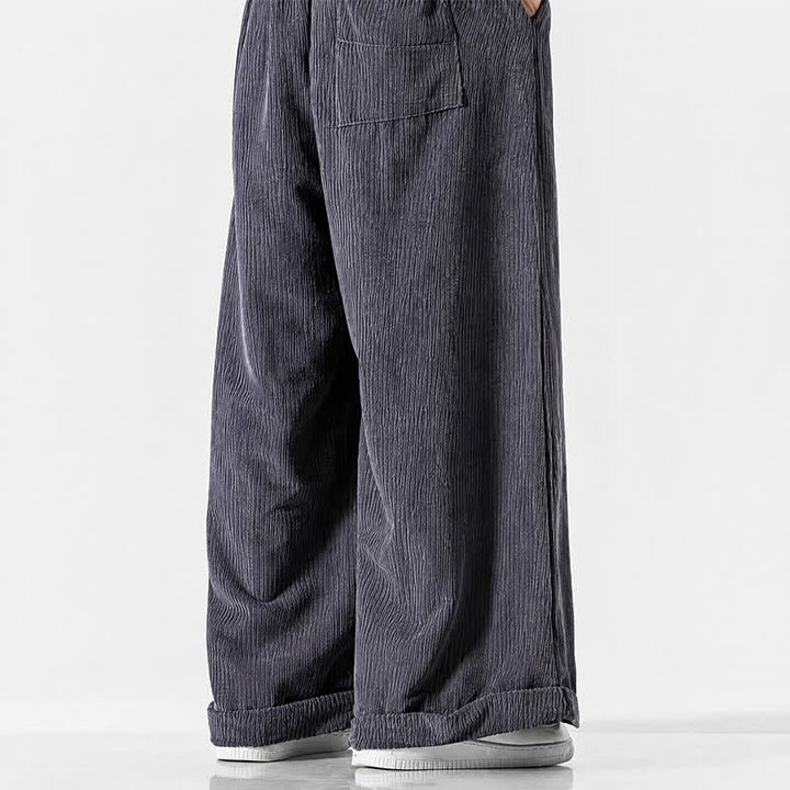 Buddha Stones Pantalon long en velours côtelé uni, coupe ample, avec cordon de serrage et poches, idéal pour l'automne et l'hiver. - image 5